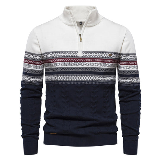 Herren Pullover mit modernem Zipper und attraktiven Farbmustern R&B