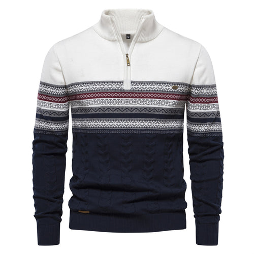 Herren Pullover mit modernem Zipper und attraktiven Farbmustern R&B