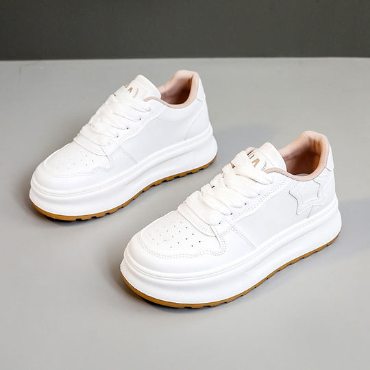 Damen modische Plateau Sneakers mit metallic Akzenten und atmungsaktiver Oberfläche R&B