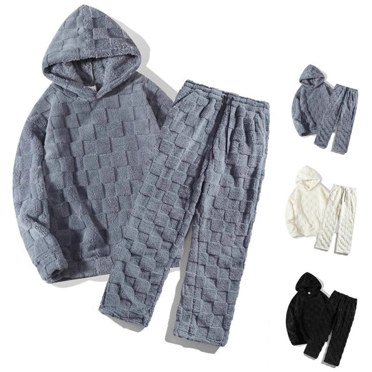 Damen Gemütliches Fleece-Set mit Kapuze und elastischem Bund R&B