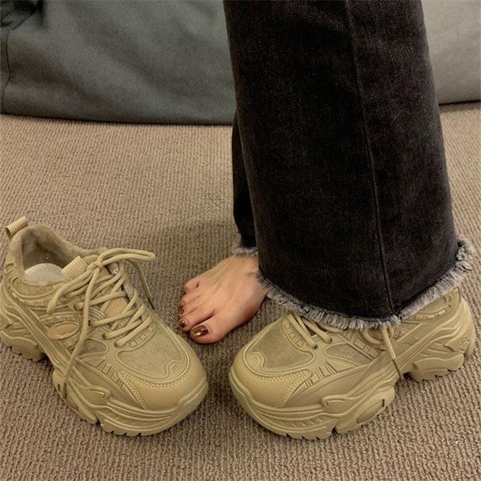Damen Chunky Sneakers mit atmungsaktiver Mesh-Oberfläche und gepolsterter Sohle R&B