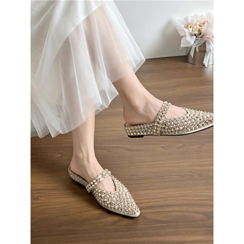 Damen elegante Mules mit funkelnden Strassverzierungen R&B
