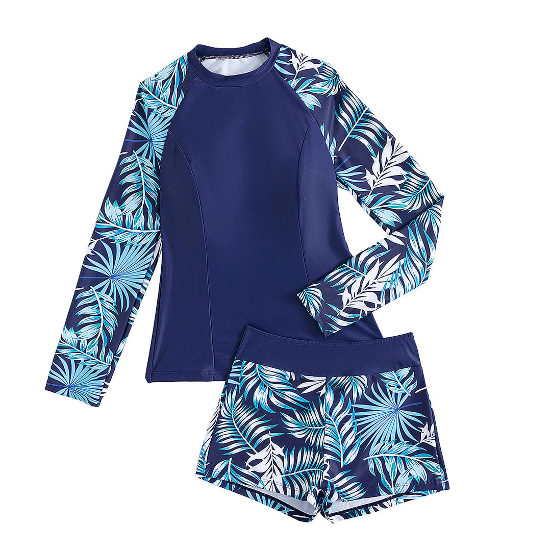 Damen Surfanzug mit langem Arm und stylishen Pflanzenmotiven R&B