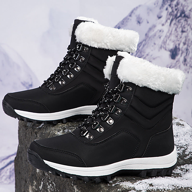 Damen Winterstiefel mit weichem Kunstfellkragen und rutschfester Laufsohle R&B
