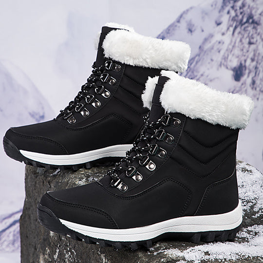 Damen Winterstiefel mit weichem Kunstfellkragen und rutschfester Laufsohle R&B
