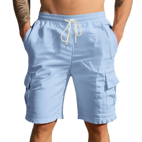 Herren nan Reise- und Outdoor-Bermuda mit elastischem Kordelbund, Sicherheits-Innentasche und aufgesetzten Klappentaschen R&B