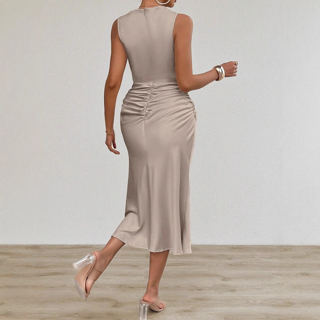 Damen Elegantes Midi-Kleid mit taillierter Passform und raffinierter Raffung R&B