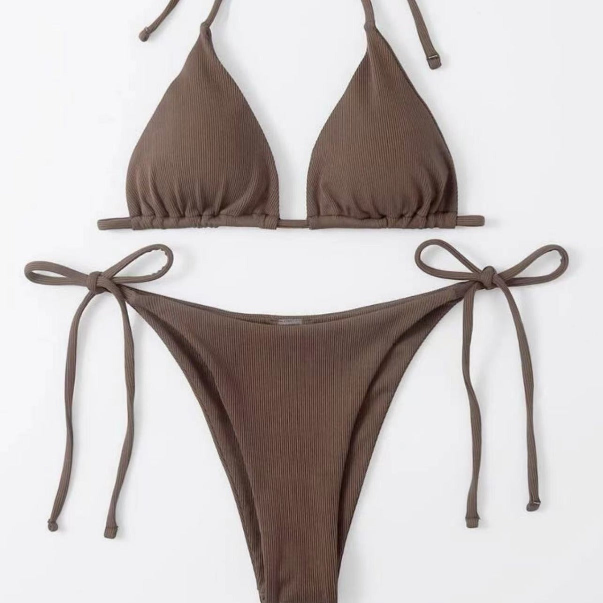 Damen Triangel-Bikini-Set mit verstellbaren BindR&Bändern und texturiertem Stoff R&B