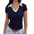 Damen Poloshirt mit kontrastierendem Kragen R&B