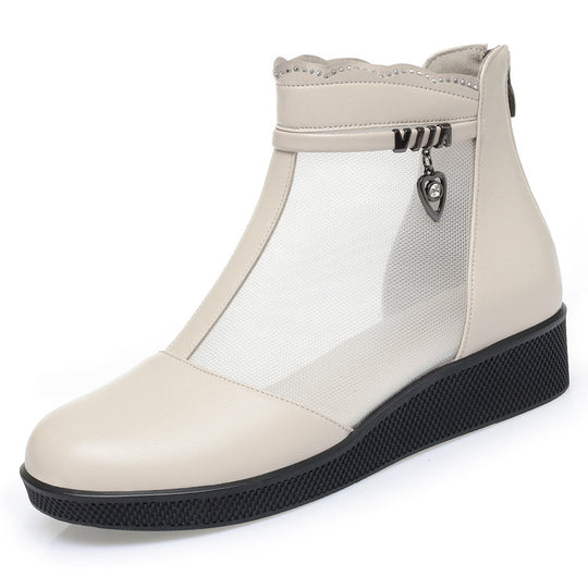Damen Stiefeletten mit transparentem Mesh-Einsatz und modischem Schmuckdetail R&B