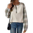 Damen Langarmshirt mit strukturiertem Design und Karomuster R&B