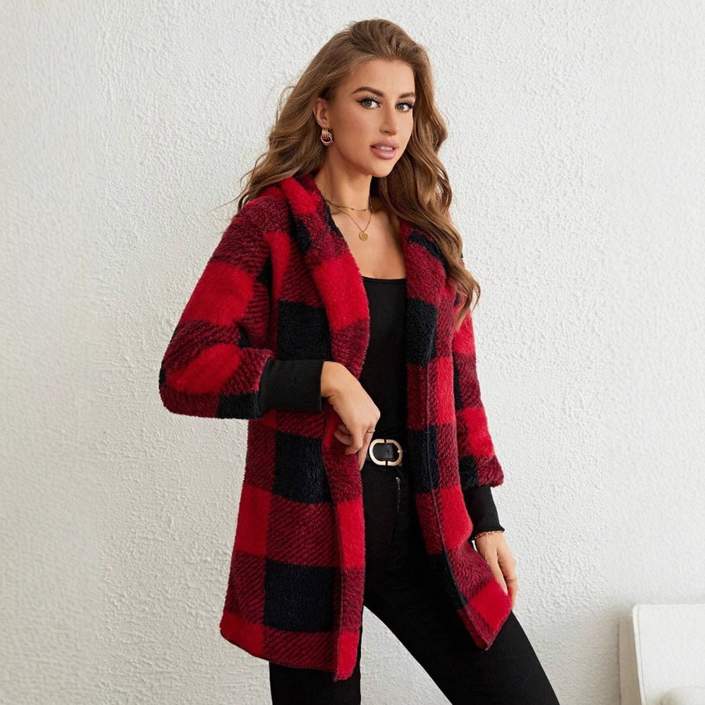 Damen Kuschelige Karojacke mit weichem Material und lässiger Passform R&B