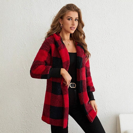 Damen Kuschelige Karojacke mit weichem Material und lässiger Passform R&B