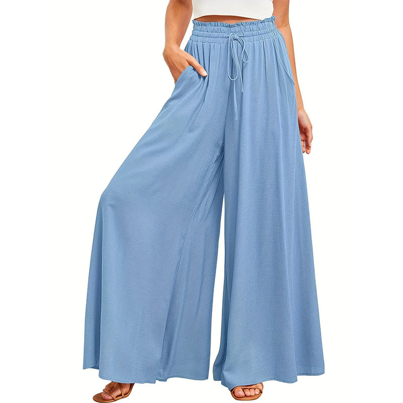 Damen Weit geschnittene Sommerhose mit elastischem Bund und praktischen Taschen R&B