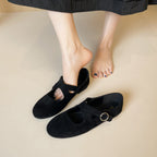 Damen Ballerinas mit modernem Riemen und eleganter Schnalle
