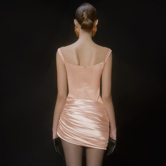 Damen figurbetontes Minikleid mit elegantem Drapierungsdesign R&B