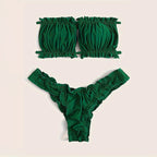 Damen Bandeau-Bikini mit gerafftem Design