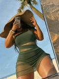 Damen Sportlicher Badeanzug mit transparenten Einsätzen R&B