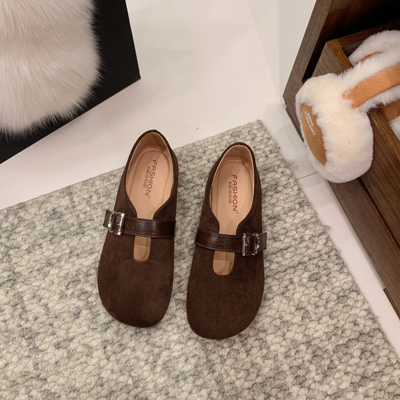 Damen elegante Mokassins mit modischer Schnallenverzierung R&B