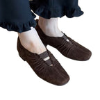 Damen Mokassins mit elastischen Riemen und raffiniertem Falten-Design R&B