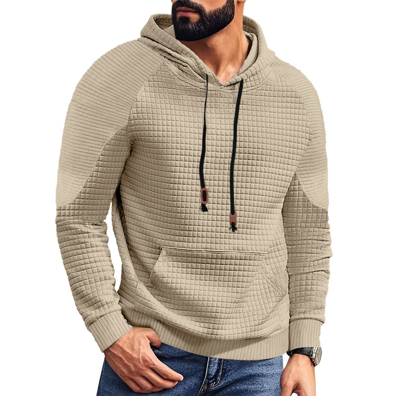 Herren nan Kapuzenpullover mit quadratischer Struktur, Raglanärmeln und Kängurutasche R&B