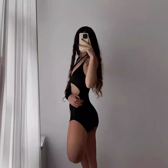 Damen Einteiliges Cut-Out Badeanzug R&B