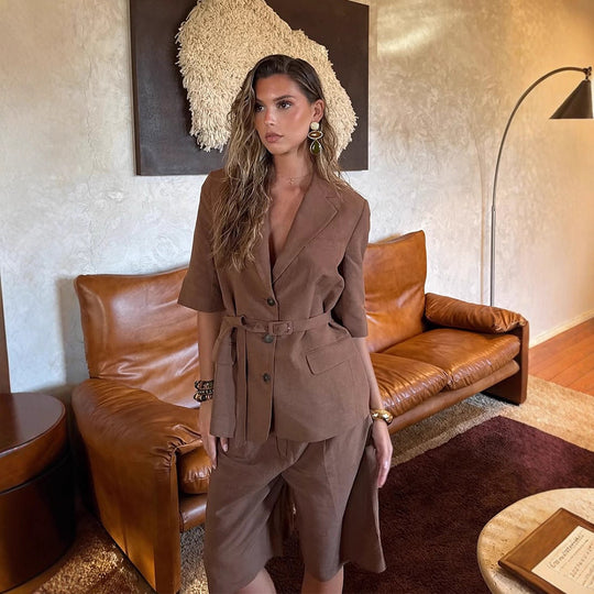 Damen eleganter Blazer mit Gürtel R&B