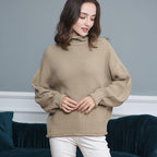 Damen Strickpullover mit hochgeschlossenem Kragen und weitem Schnitt R&B