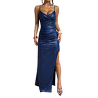 Damen Elegantes Wickelmaxikleid mit schimmerndem Effekt R&B