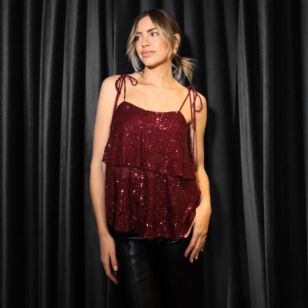 Damen Glänzendes Party-Top aus Pailletten R&B