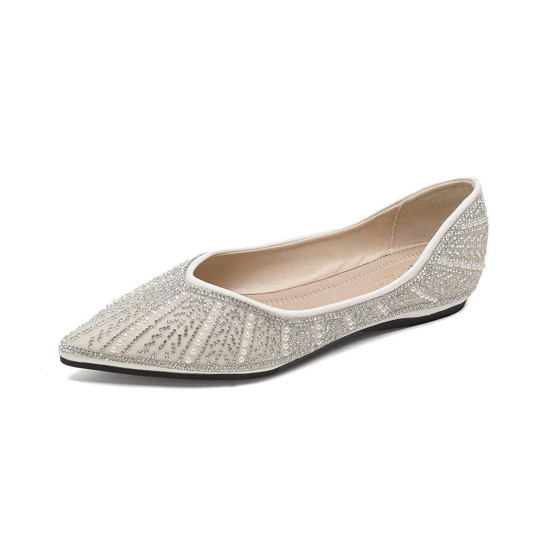 Damen Ballerinas mit glamourösem Strassdesign und elegantem Spitzenverschluss R&B