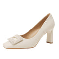 Damen elegante Pumps mit modischer Faltenapplikation und stabiler Absatzhöhe