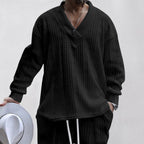Herren lässiger Strickpullover mit V-Ausschnitt und strukturiertem Design R&B