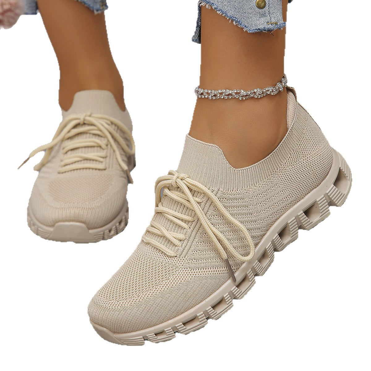 Damen Ultraleichte Sport-Sneaker mit atmungsaktiver Strickoberfläche R&B