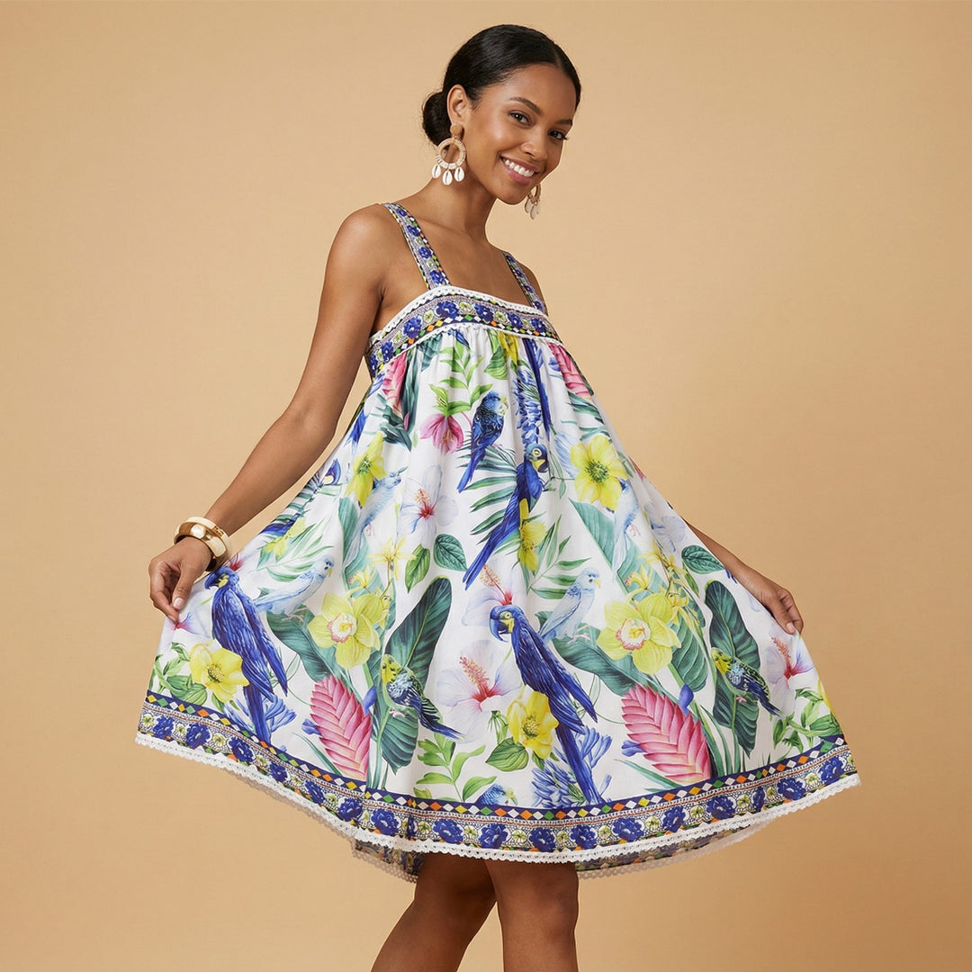 Damen luftiges Sommerkleid mit floralem Muster R&B