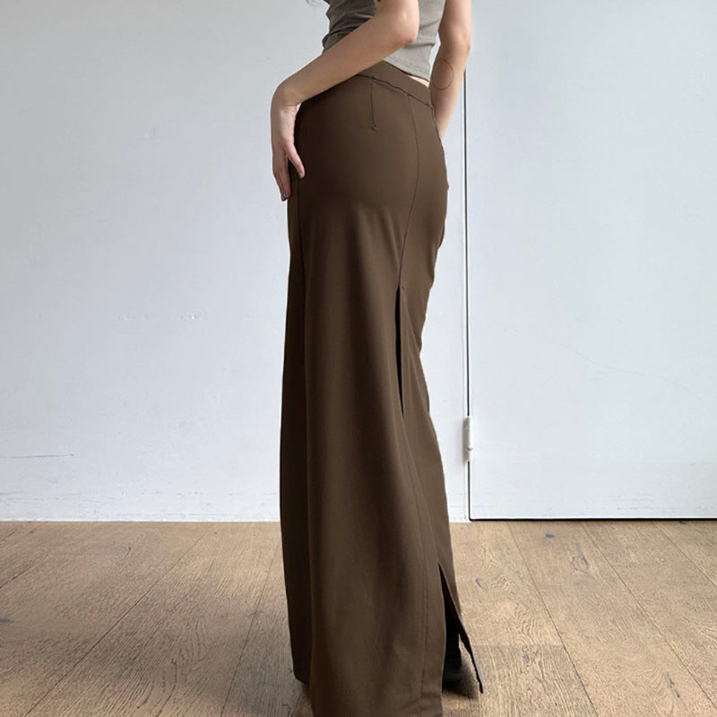 Damen Maxi-Rock mit elegantem Schlitz und weich fließendem Stoff R&B