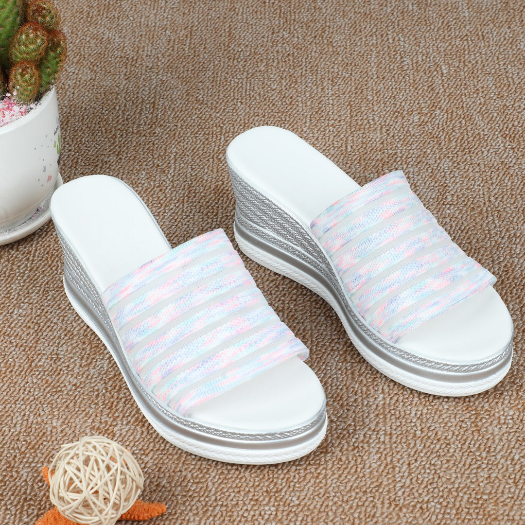 Damen modische Wedge-Pantoletten mit strukturiertem Obermaterial und atmungsaktivem Design R&B