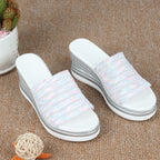 Damen modische Wedge-Pantoletten mit strukturiertem Obermaterial und atmungsaktivem Design R&B