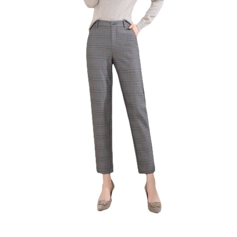Damen Stoffhose kariert mit High Waist