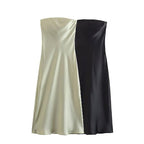 Damen langes Abendkleid im eleganten Satin-Look mit trägerlosem Design R&B