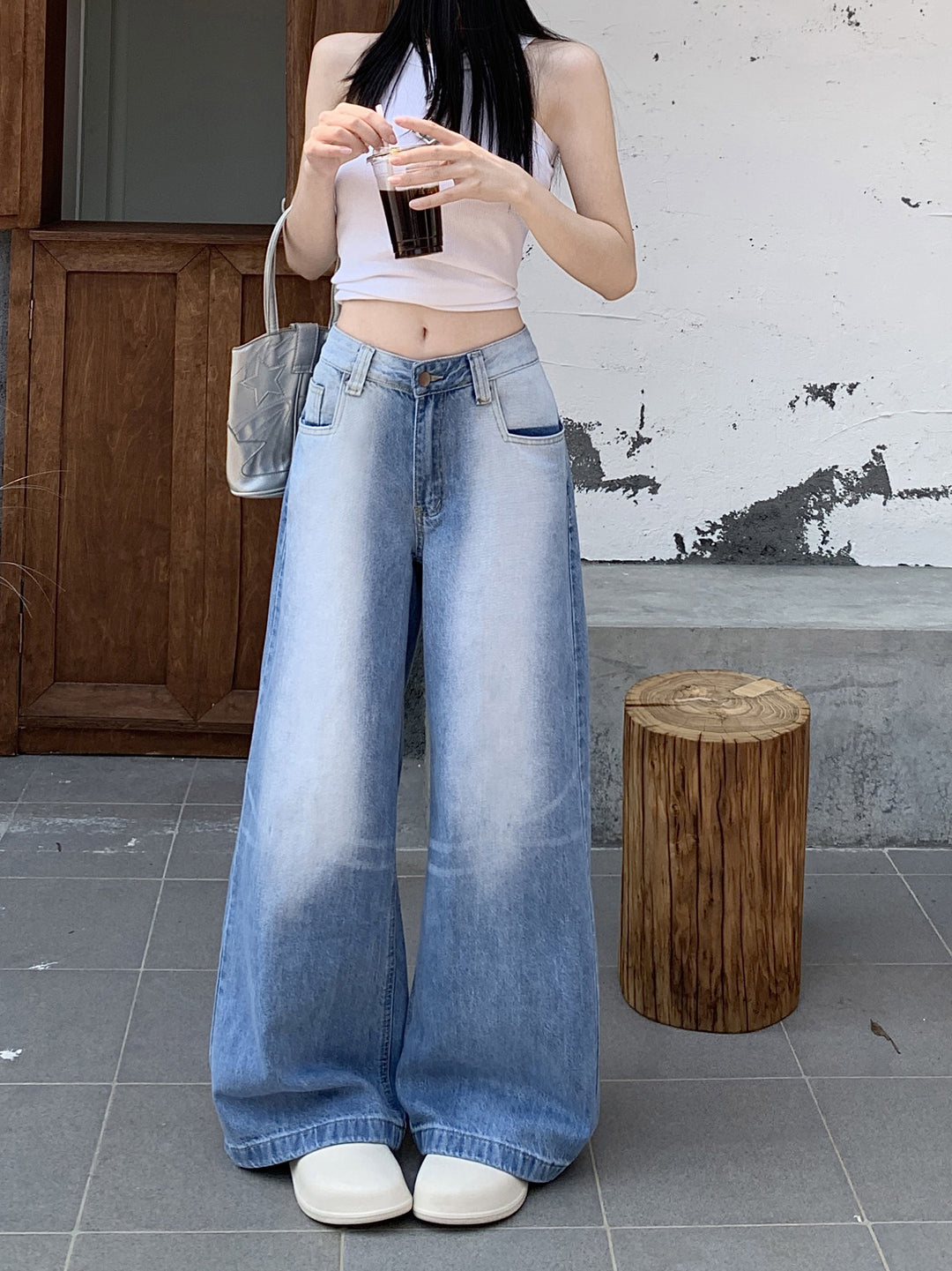 Damen Weite Jeanshose R&B