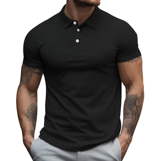 Herren nan tailliertes Stretch-Polo mit Hemdkragen kurzer Knopfleiste und körpernahem Schnitt R&B