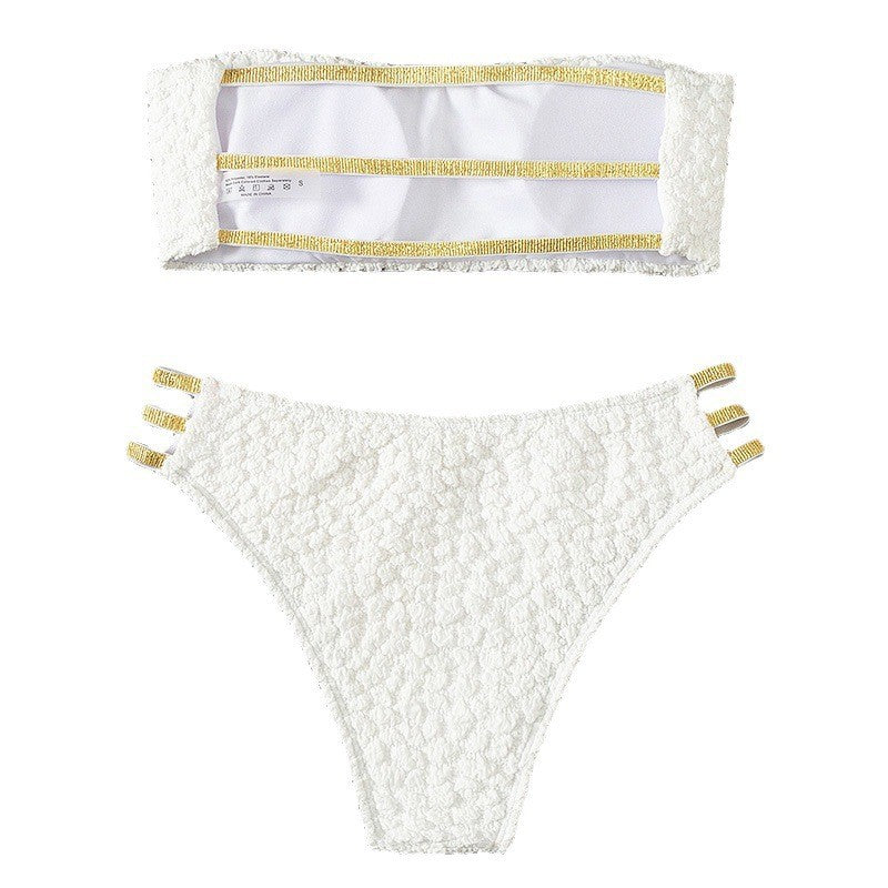 Damen Bandeau-Bikini mit strukturiertem Design und eleganten Akzenten