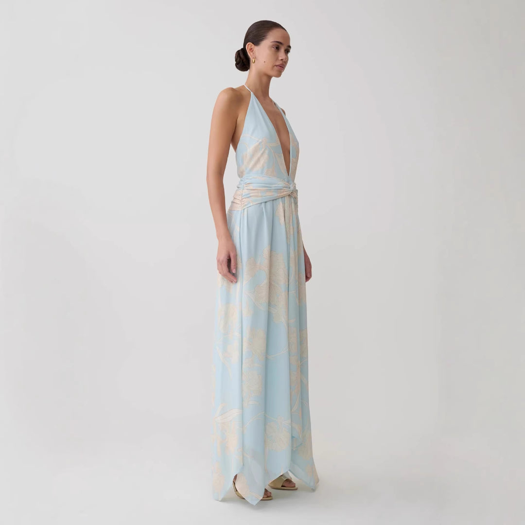 Damen Elegantes Wickelkleid mit tiefem V-Ausschnitt und floralem Design R&B