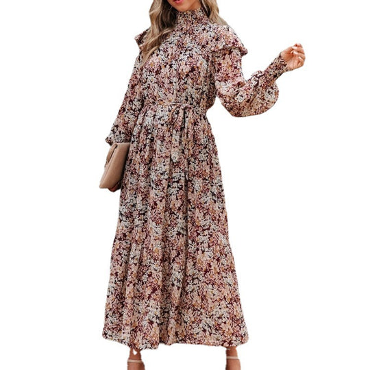 Damen Maxikleid mit Rüschen und eleganten floralem Muster R&B
