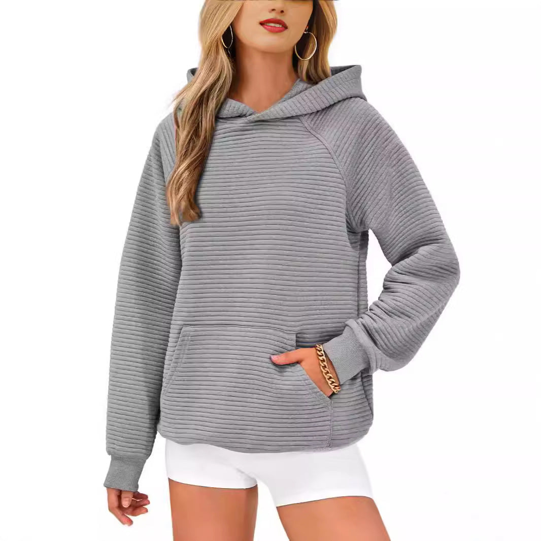 Damen modischer Kapuzenpullover mit strukturiertem Oberflächenmuster R&B