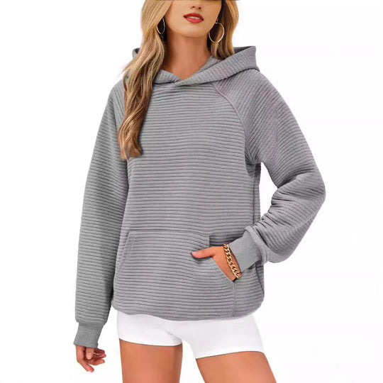 Damen modischer Kapuzenpullover mit strukturiertem Oberflächenmuster R&B