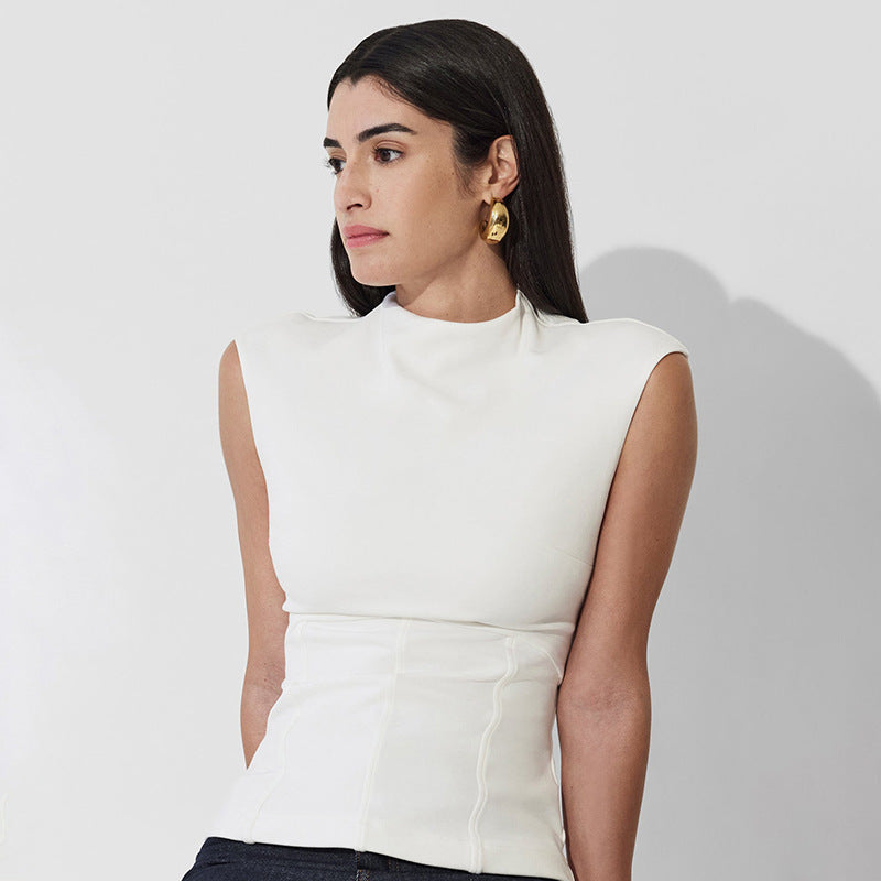 Damen Figurumspielendes Top mit elegantem High-Neck und schmalem Schnitt R&B