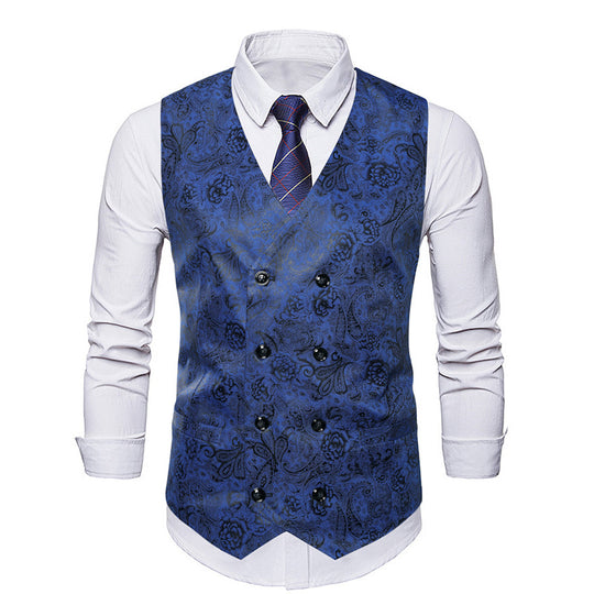 Herren elegante Weste mit floralem Design und Doppelreihe R&B
