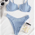 Damen Bügel-Bikini mit streifenförmigem Design R&B